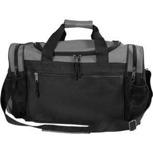 New 17" Duffle Travel Bag with Front Mesh Pockets Gray Gym Bag Carryon